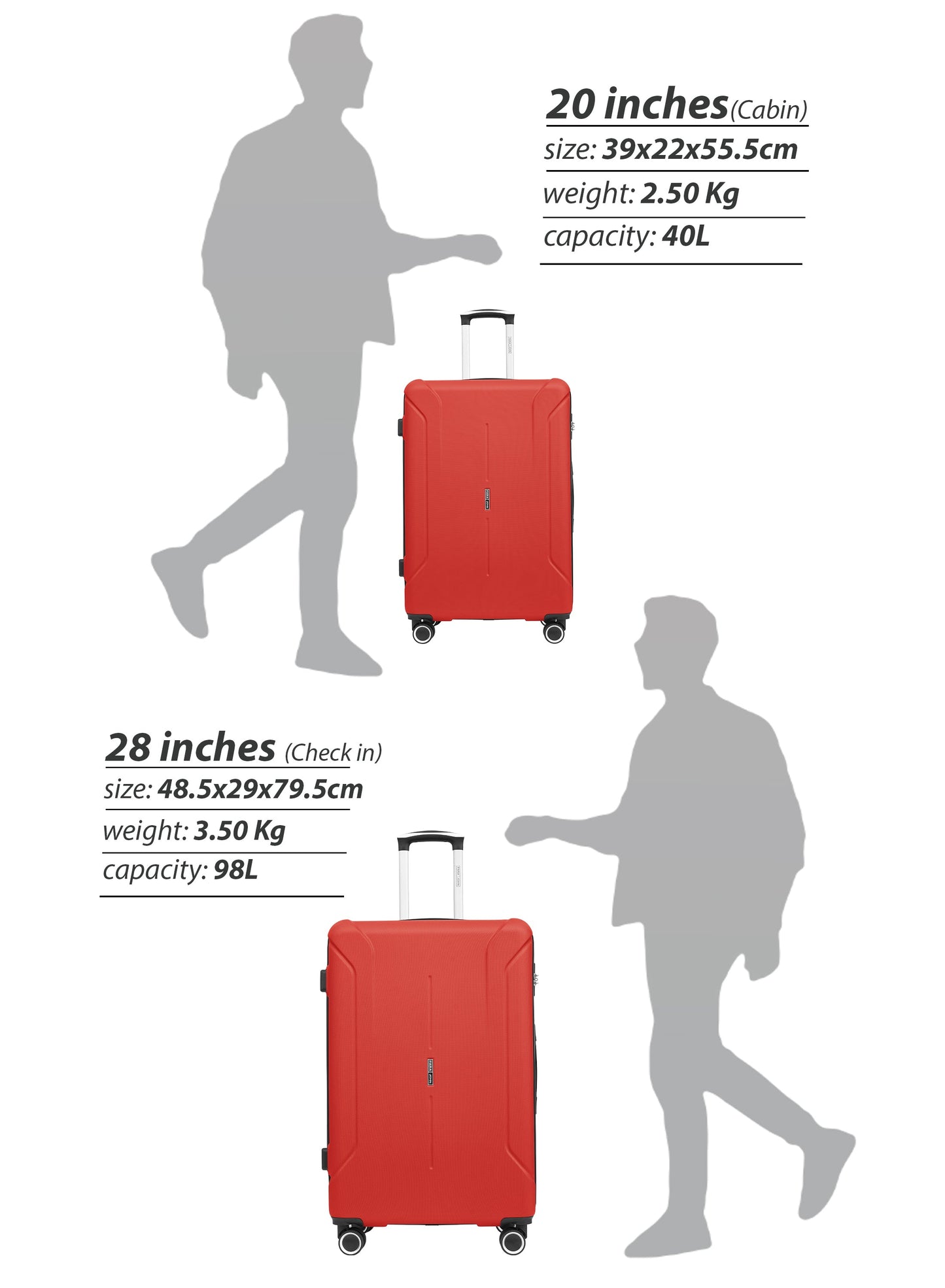 Parajohn Crista Series Set of 2 Luggage | Lightweight Small 10KG & Large 30KG ABS 8 Wheels Trolley Hardsided Travel Suitcase  PARAJOHN UAE
