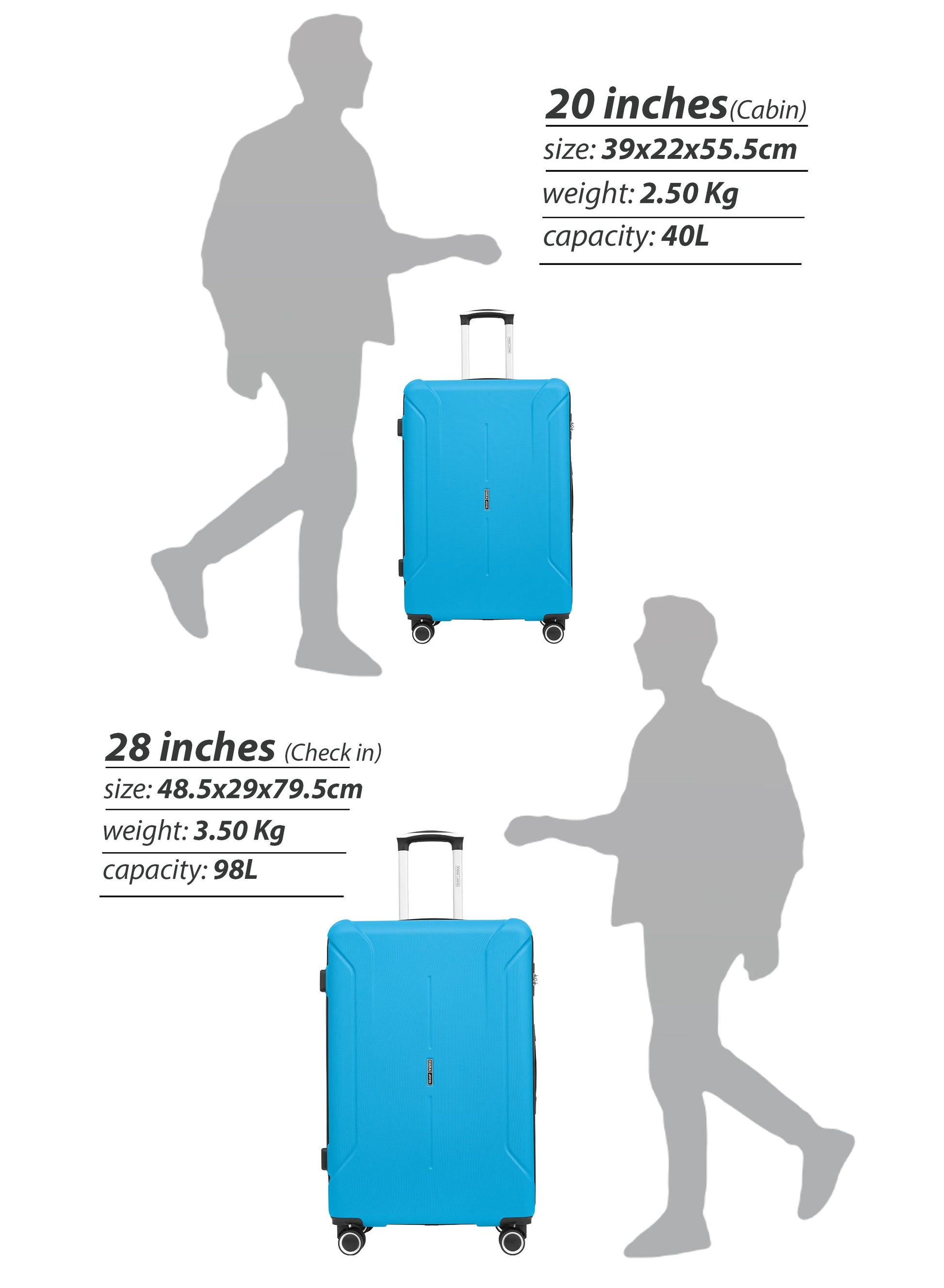 Parajohn Crista Series Set of 2 Luggage | Lightweight Small 10KG & Large 30KG ABS 8 Wheels Trolley Hardsided Travel Suitcase  PARAJOHN UAE