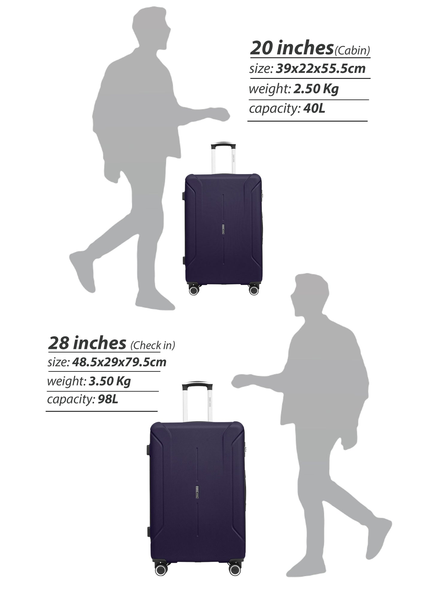 Parajohn Crista Series Set of 2 Luggage | Lightweight Small 10KG & Large 30KG ABS 8 Wheels Trolley Hardsided Travel Suitcase  PARAJOHN UAE