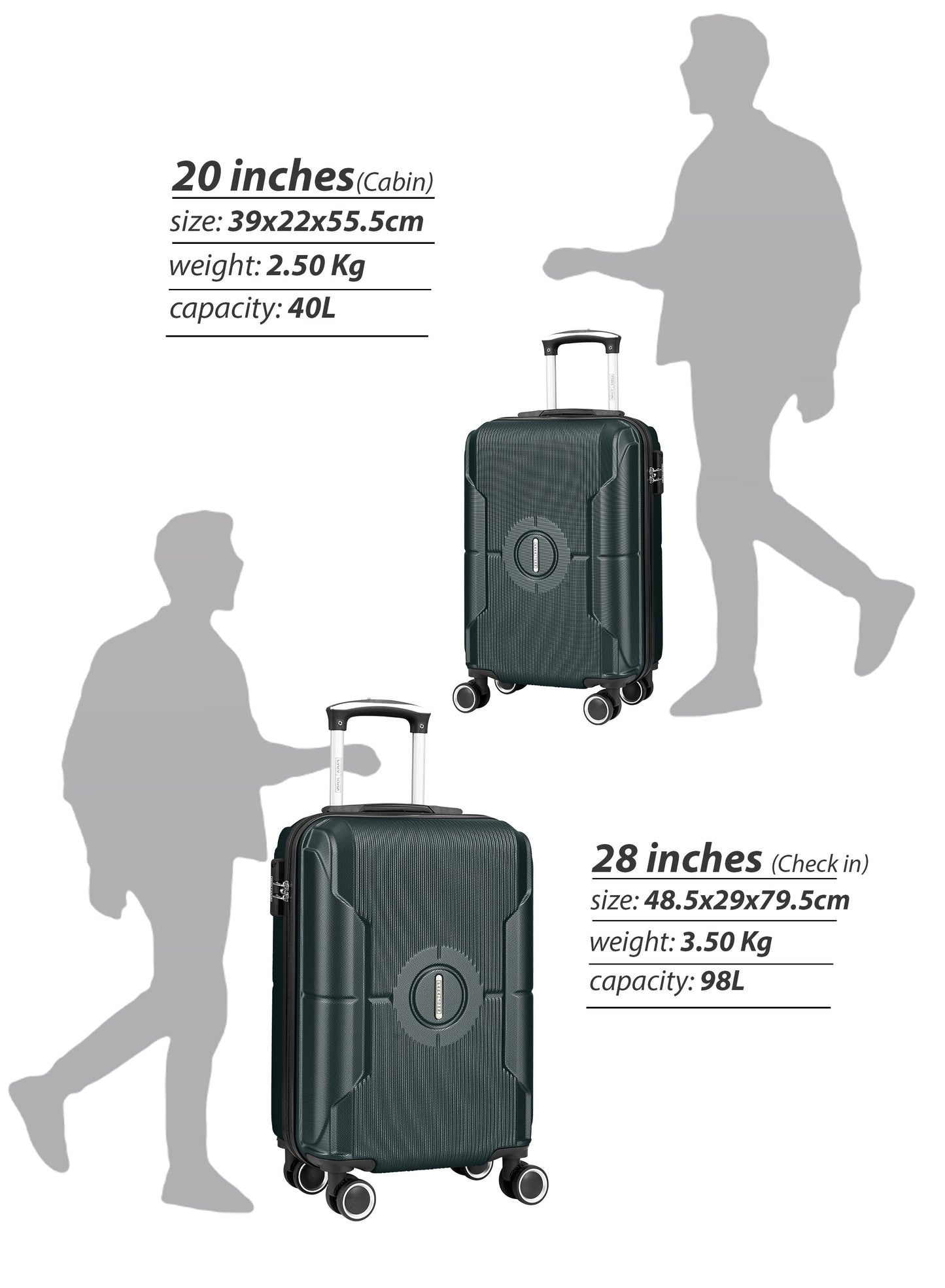 Parajohn Armorix Series Set of 2 Luggage | Lightweight Small 10KG & Large 30KG ABS 8 Wheels Trolley Hardsided Travel Suitcase  PARAJOHN UAE