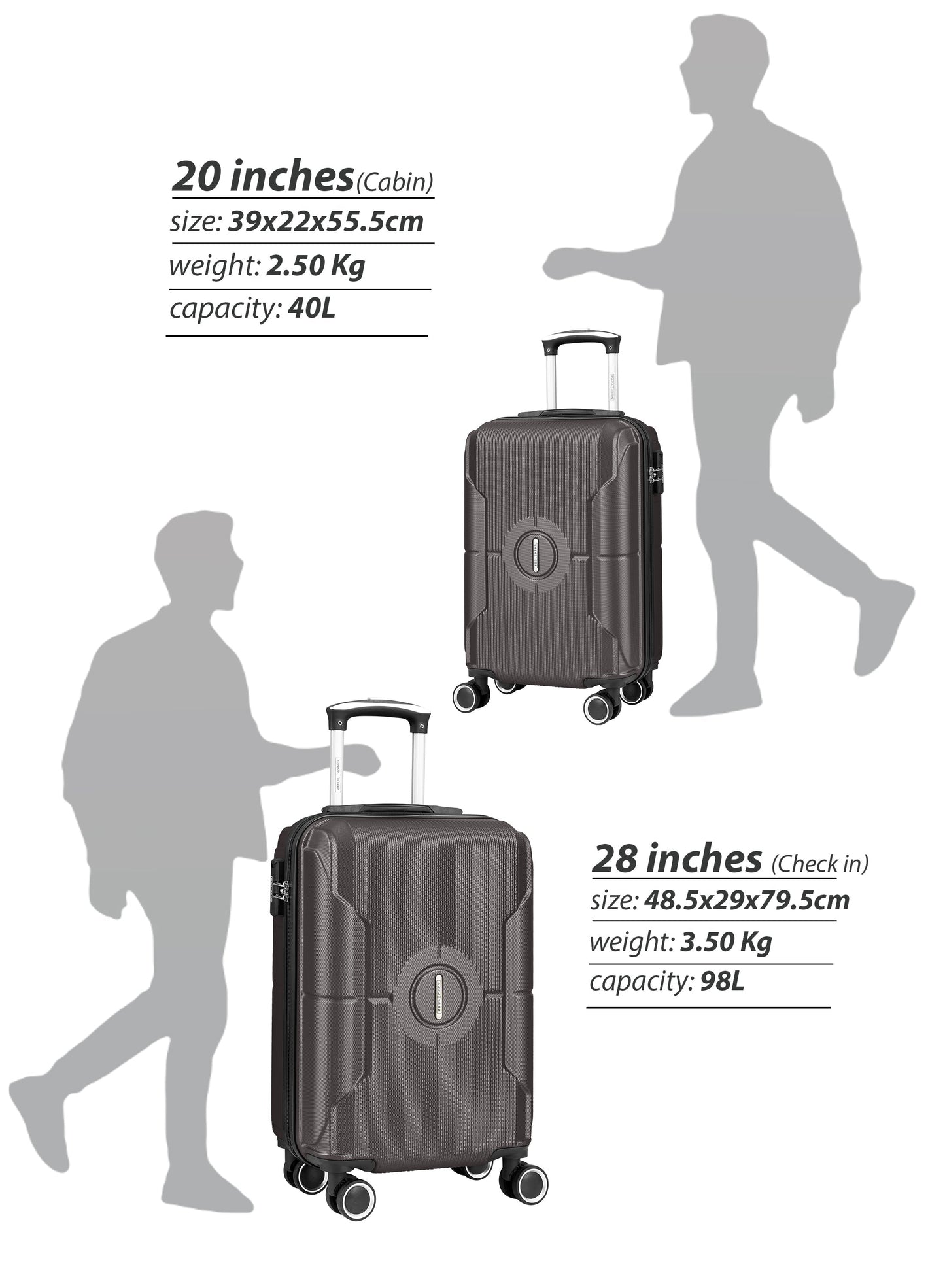 Parajohn Armorix Series Set of 2 Luggage | Lightweight Small 10KG & Large 30KG ABS 8 Wheels Trolley Hardsided Travel Suitcase  PARAJOHN UAE