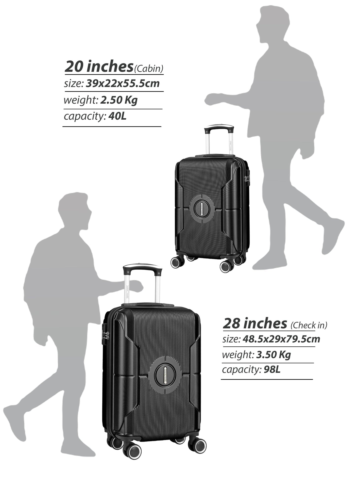 Parajohn Armorix Series Set of 2 Luggage | Lightweight Small 10KG & Large 30KG ABS 8 Wheels Trolley Hardsided Travel Suitcase  PARAJOHN UAE