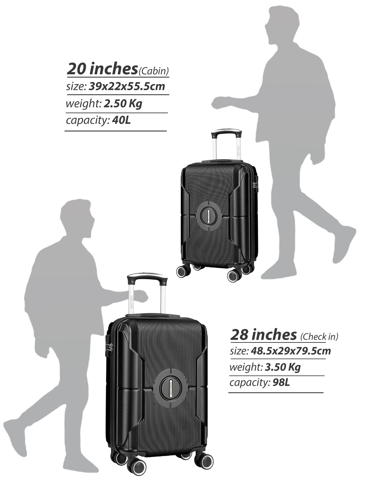 Parajohn Armorix Series Set of 2 Luggage | Lightweight Small 10KG & Large 30KG ABS 8 Wheels Trolley Hardsided Travel Suitcase  PARAJOHN UAE