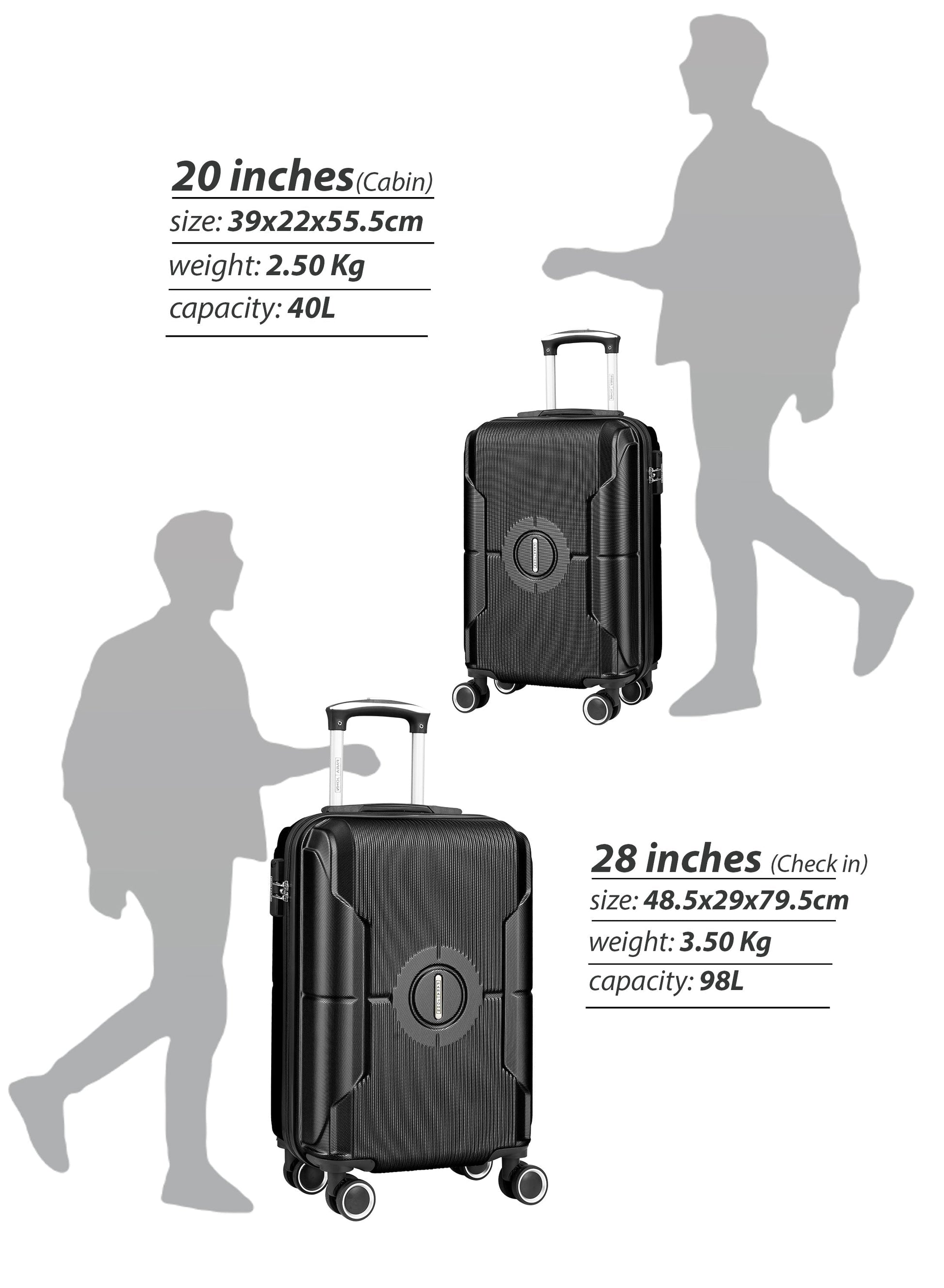 Parajohn Armorix Series Set of 2 Luggage | Lightweight Small 10KG & Large 30KG ABS 8 Wheels Trolley Hardsided Travel Suitcase  PARAJOHN UAE