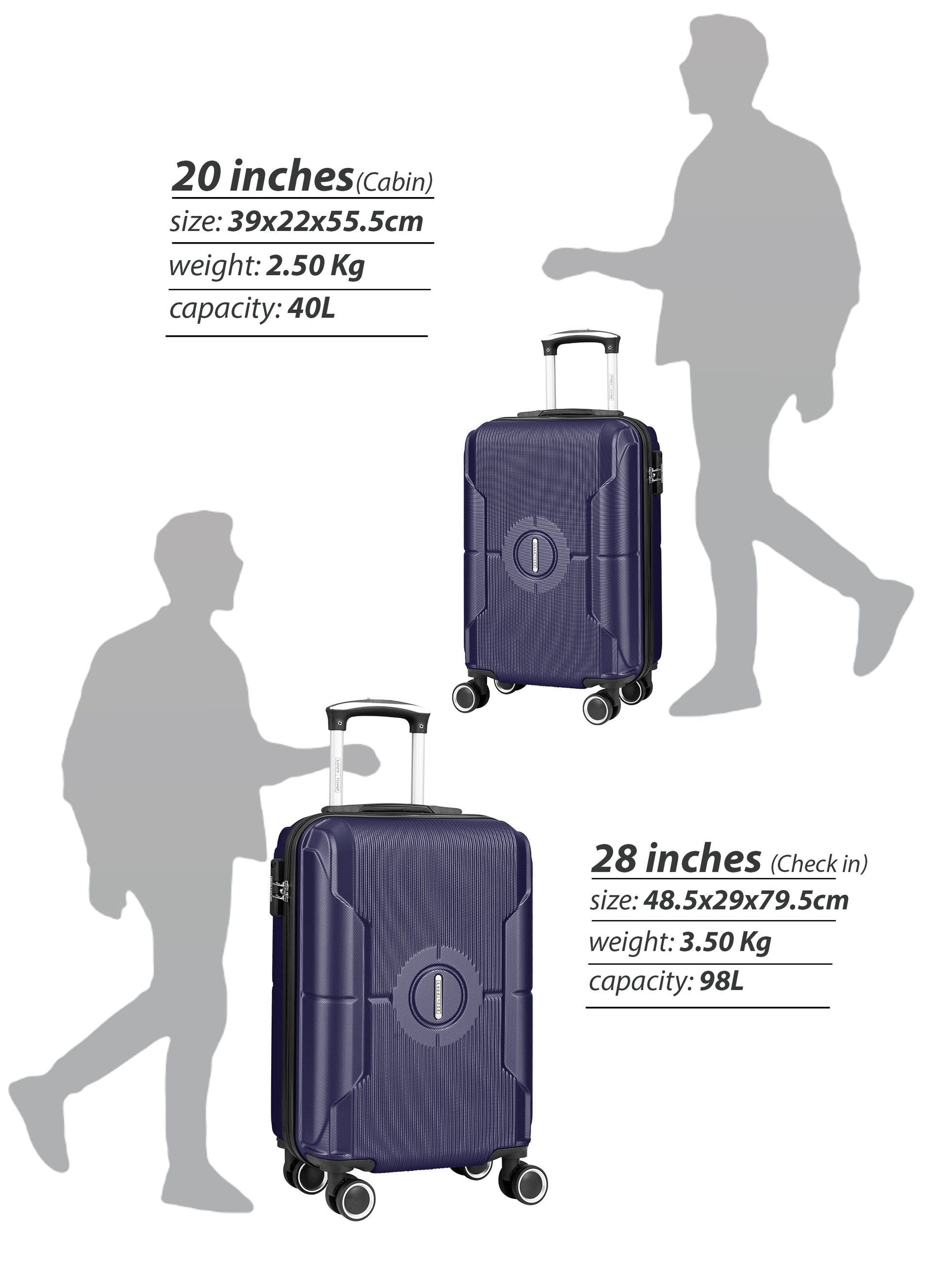 Parajohn Armorix Series Set of 2 Luggage | Lightweight Small 10KG & Large 30KG ABS 8 Wheels Trolley Hardsided Travel Suitcase  PARAJOHN UAE