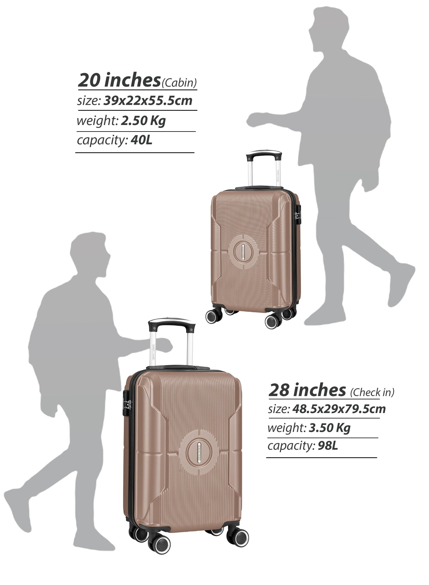Parajohn Armorix Series Set of 2 Luggage | Lightweight Small 10KG & Large 30KG ABS 8 Wheels Trolley Hardsided Travel Suitcase  PARAJOHN UAE