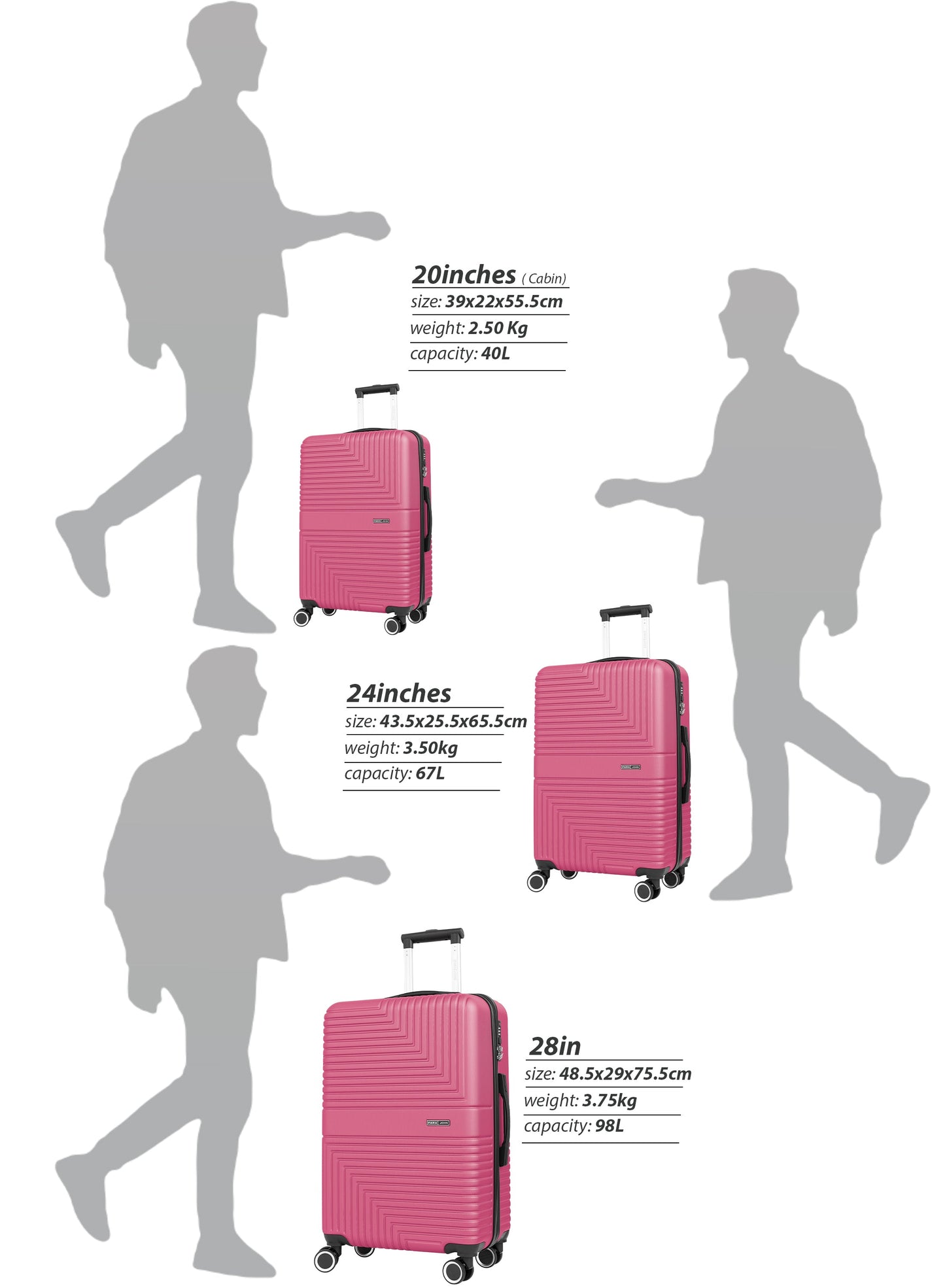 Parajohn GeoFlex Series 3 Piece Lightweight Luggage Set | Small 10KG, Medium 20KG & Large 30KG ABS 8 Wheels Luggage  PARAJOHN UAE