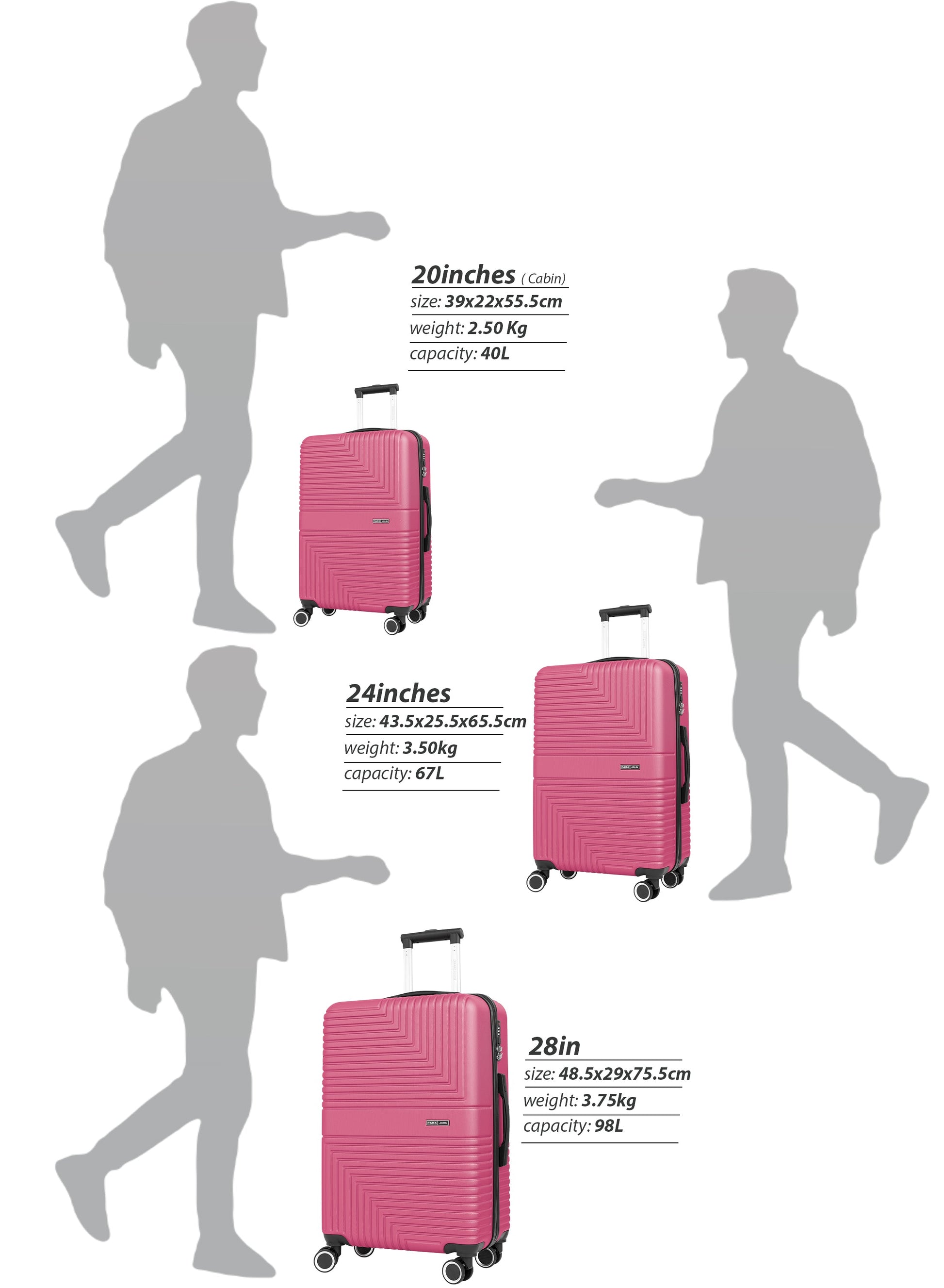 Parajohn GeoFlex Series 3 Piece Lightweight Luggage Set | Small 10KG, Medium 20KG & Large 30KG ABS 8 Wheels Luggage  PARAJOHN UAE