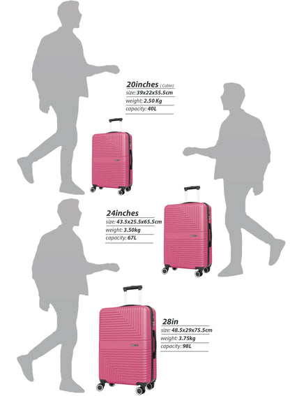 Parajohn GeoFlex Series 3 Piece Lightweight Luggage Set | Small 10KG, Medium 20KG & Large 30KG ABS 8 Wheels Luggage  PARAJOHN UAE