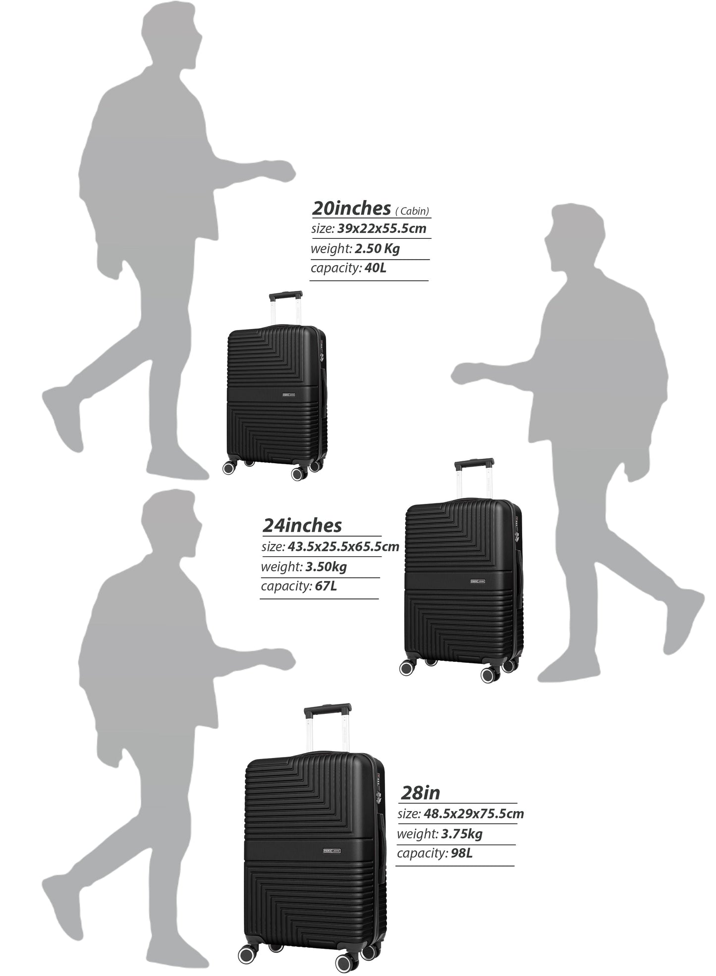 Parajohn GeoFlex Series 3 Piece Lightweight Luggage Set | Small 10KG, Medium 20KG & Large 30KG ABS 8 Wheels Luggage  PARAJOHN UAE