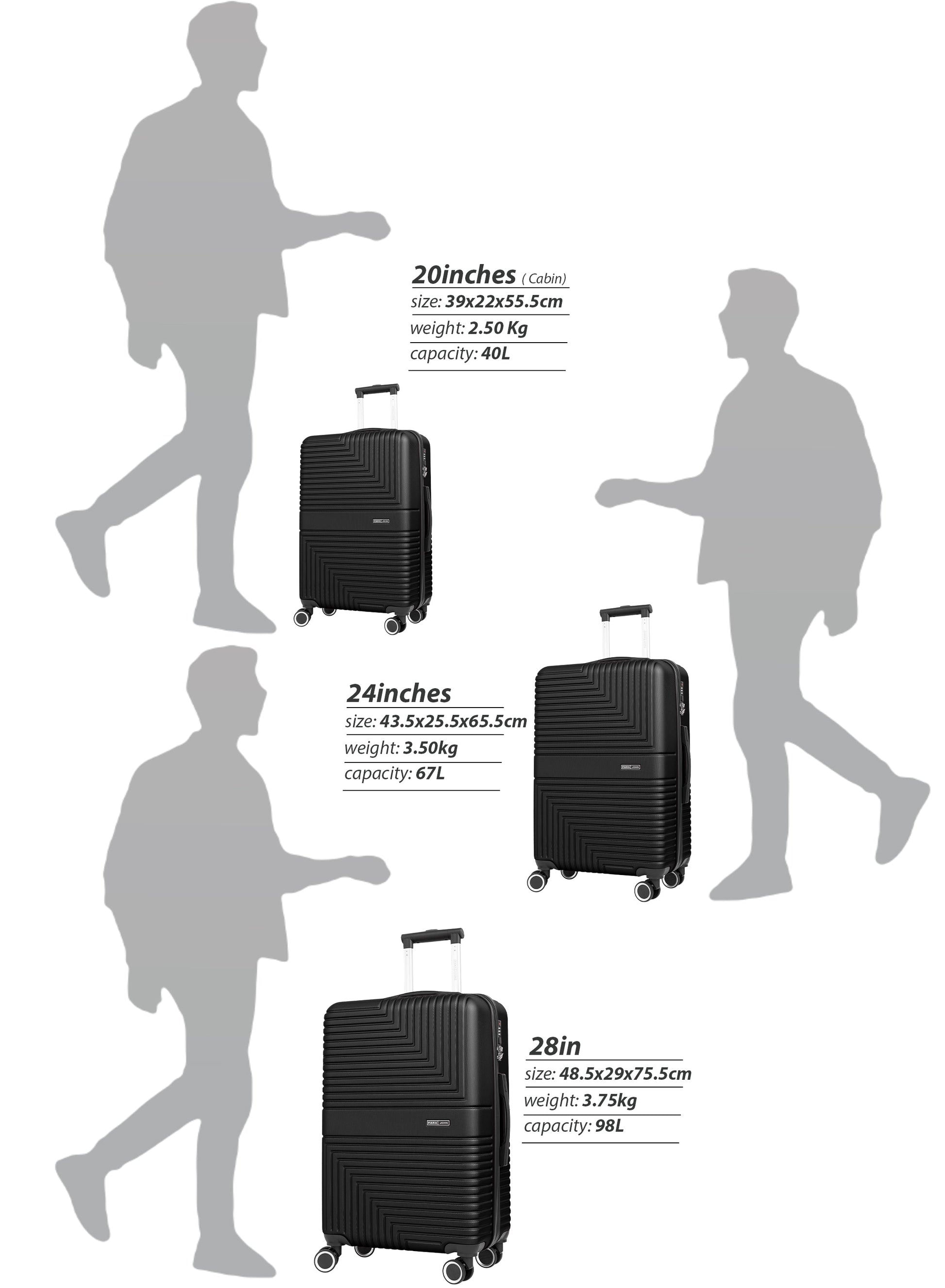 Parajohn GeoFlex Series 3 Piece Lightweight Luggage Set | Small 10KG, Medium 20KG & Large 30KG ABS 8 Wheels Luggage  PARAJOHN UAE