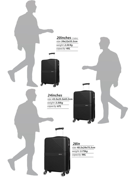 Parajohn GeoFlex Series 3 Piece Lightweight Luggage Set | Small 10KG, Medium 20KG & Large 30KG ABS 8 Wheels Luggage  PARAJOHN UAE