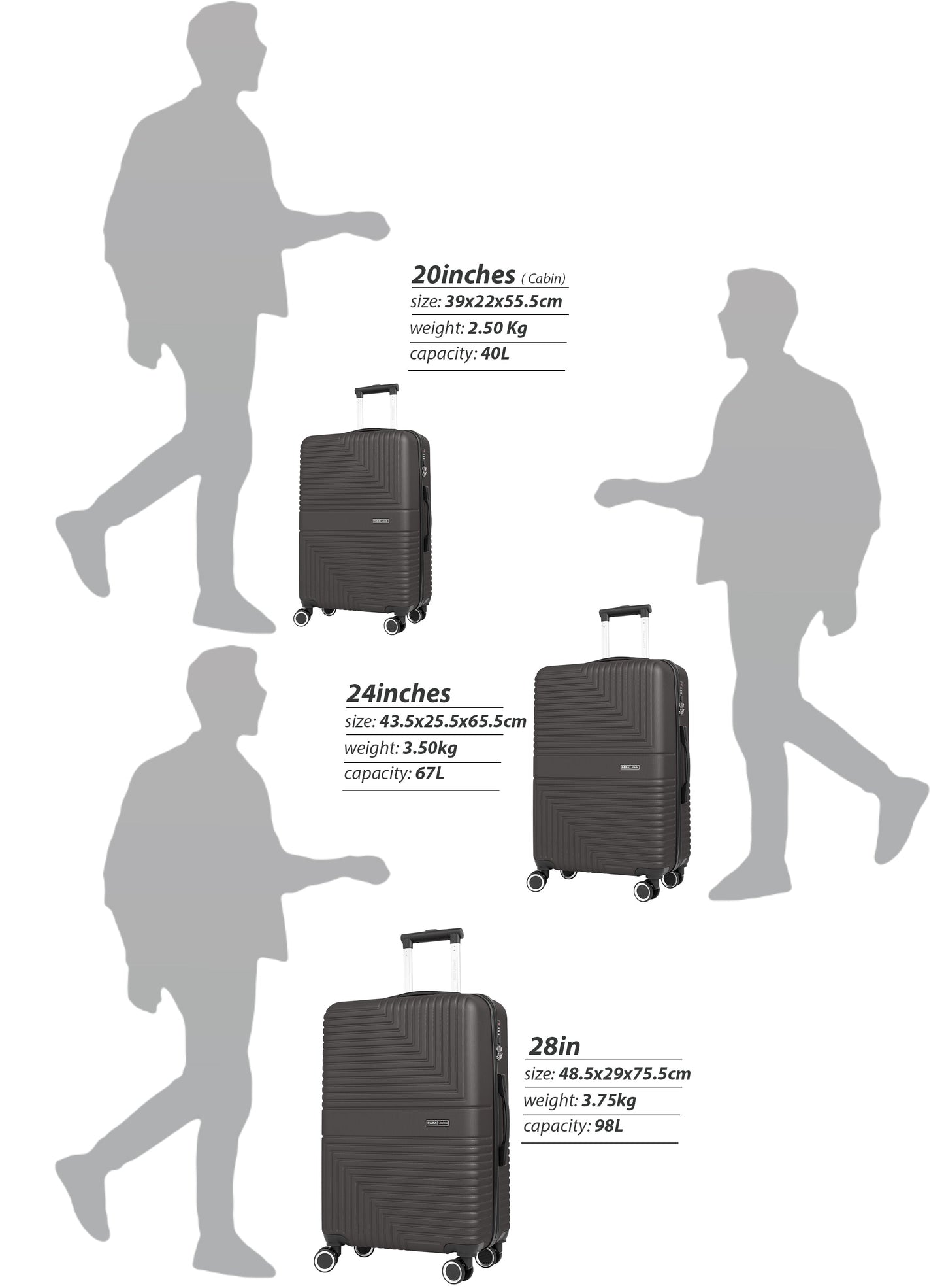 Parajohn GeoFlex Series 3 Piece Lightweight Luggage Set | Small 10KG, Medium 20KG & Large 30KG ABS 8 Wheels Luggage  PARAJOHN UAE
