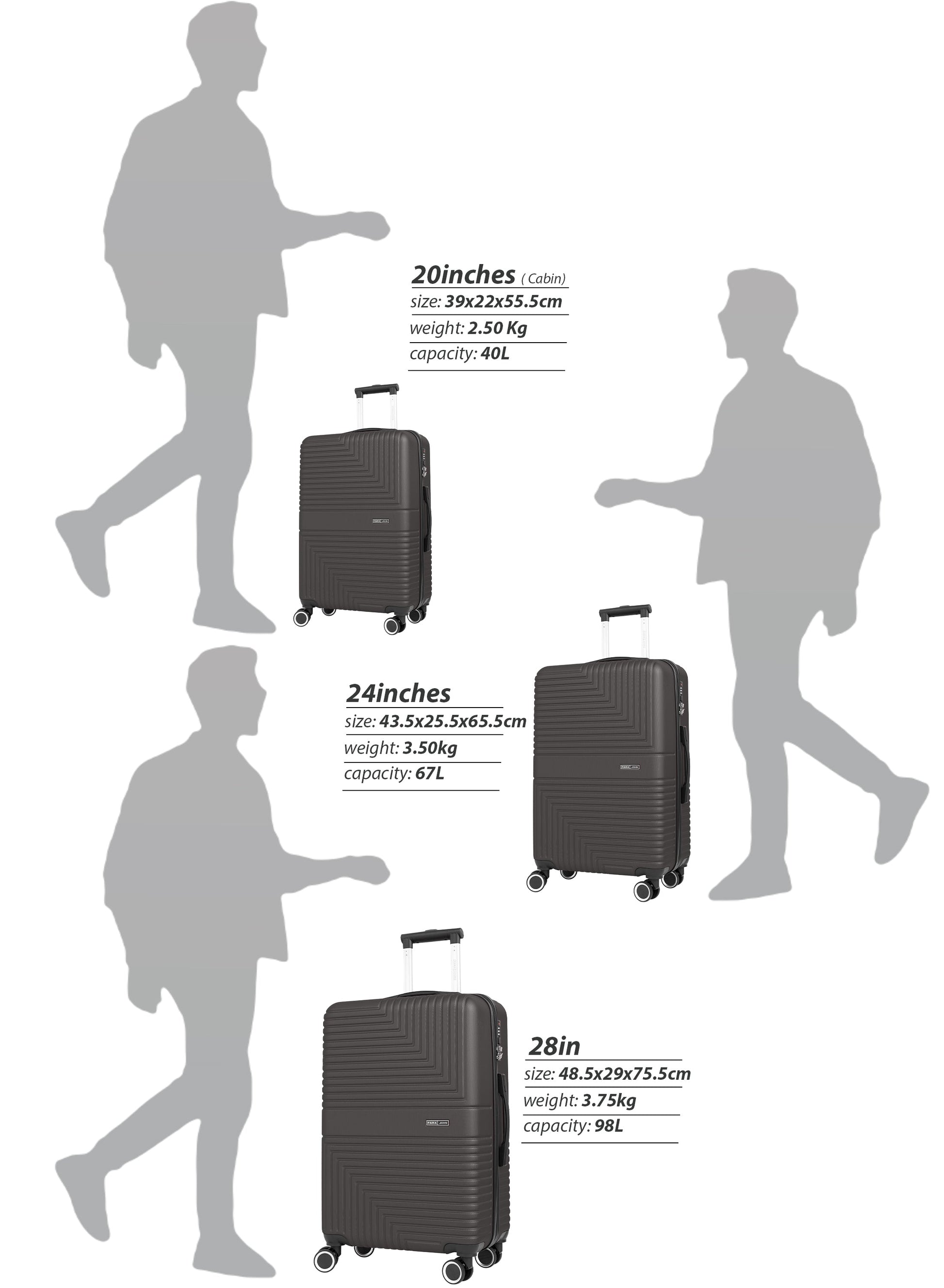 Parajohn GeoFlex Series 3 Piece Lightweight Luggage Set | Small 10KG, Medium 20KG & Large 30KG ABS 8 Wheels Luggage  PARAJOHN UAE