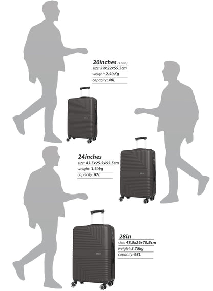 Parajohn GeoFlex Series 3 Piece Lightweight Luggage Set | Small 10KG, Medium 20KG & Large 30KG ABS 8 Wheels Luggage  PARAJOHN UAE