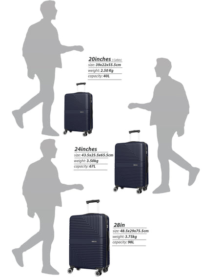 Parajohn GeoFlex Series 3 Piece Lightweight Luggage Set | Small 10KG, Medium 20KG & Large 30KG ABS 8 Wheels Luggage  PARAJOHN UAE