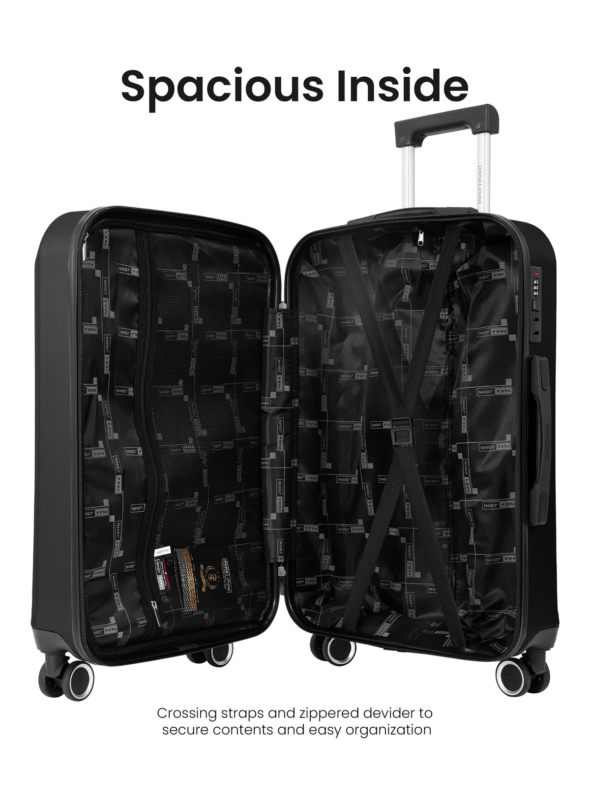Para John Modline 3-Piece Luggage Set – 20"/24"/28" ABS Hard Shell Suitcases, 8-Wheel Double Spinner Travel Set