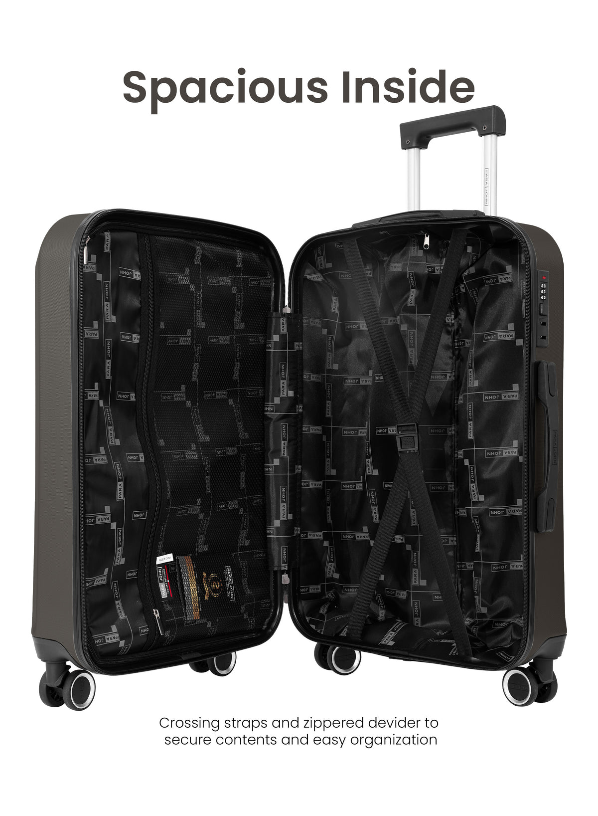 Para John Modline 3-Piece Luggage Set – 20"/24"/28" ABS Hard Shell Suitcases, 8-Wheel Double Spinner Travel Set