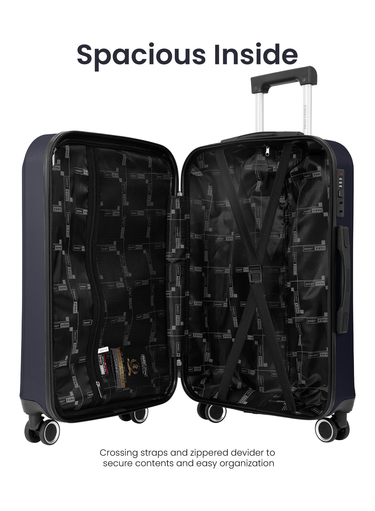 Para John Modline 3-Piece Luggage Set – 20"/24"/28" ABS Hard Shell Suitcases, 8-Wheel Double Spinner Travel Set
