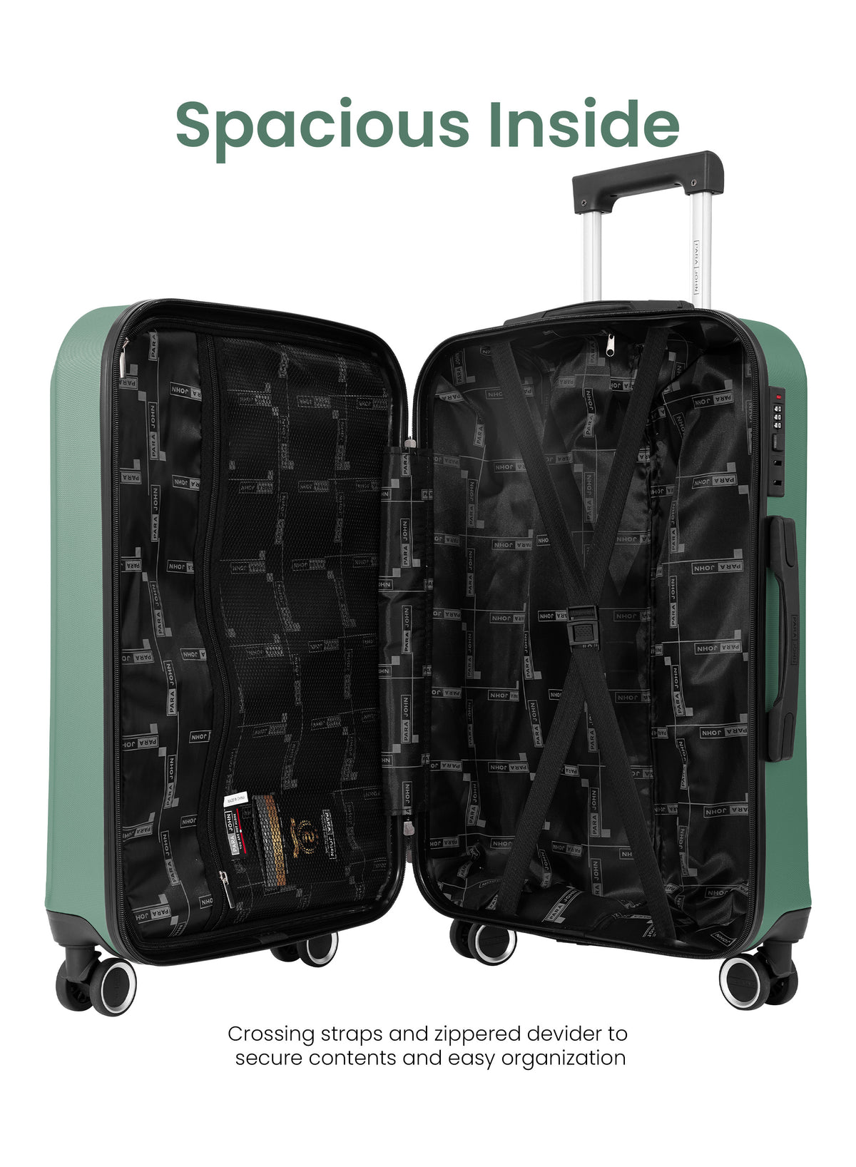 Para John Modline 3-Piece Luggage Set – 20"/24"/28" ABS Hard Shell Suitcases, 8-Wheel Double Spinner Travel Set