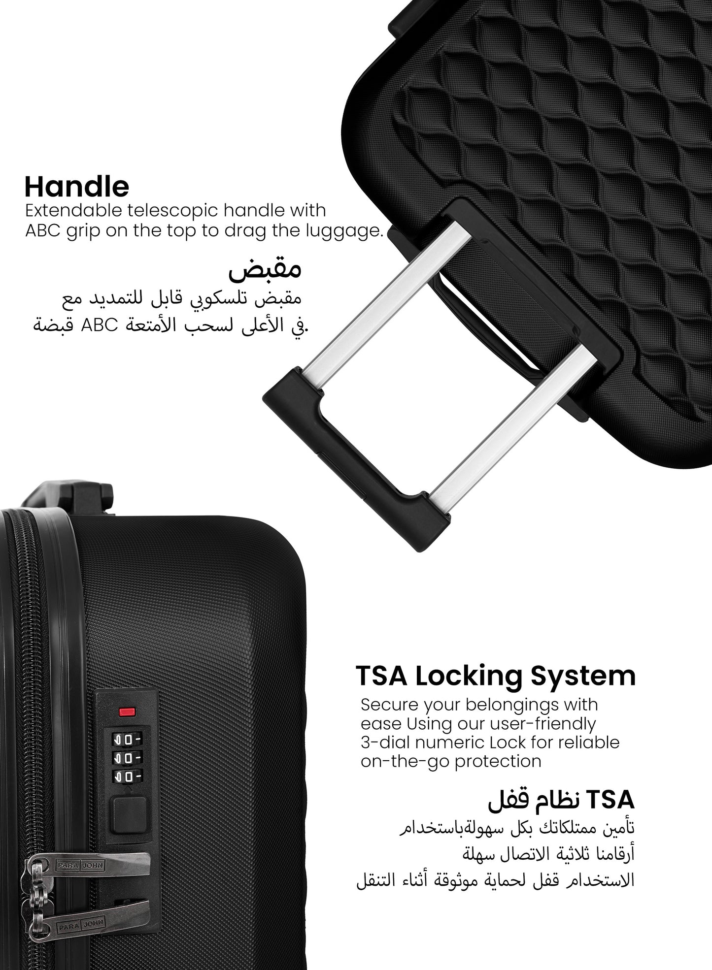 Para John Modline 3-Piece Luggage Set – 20"/24"/28" ABS Hard Shell Suitcases, 8-Wheel Double Spinner Travel Set