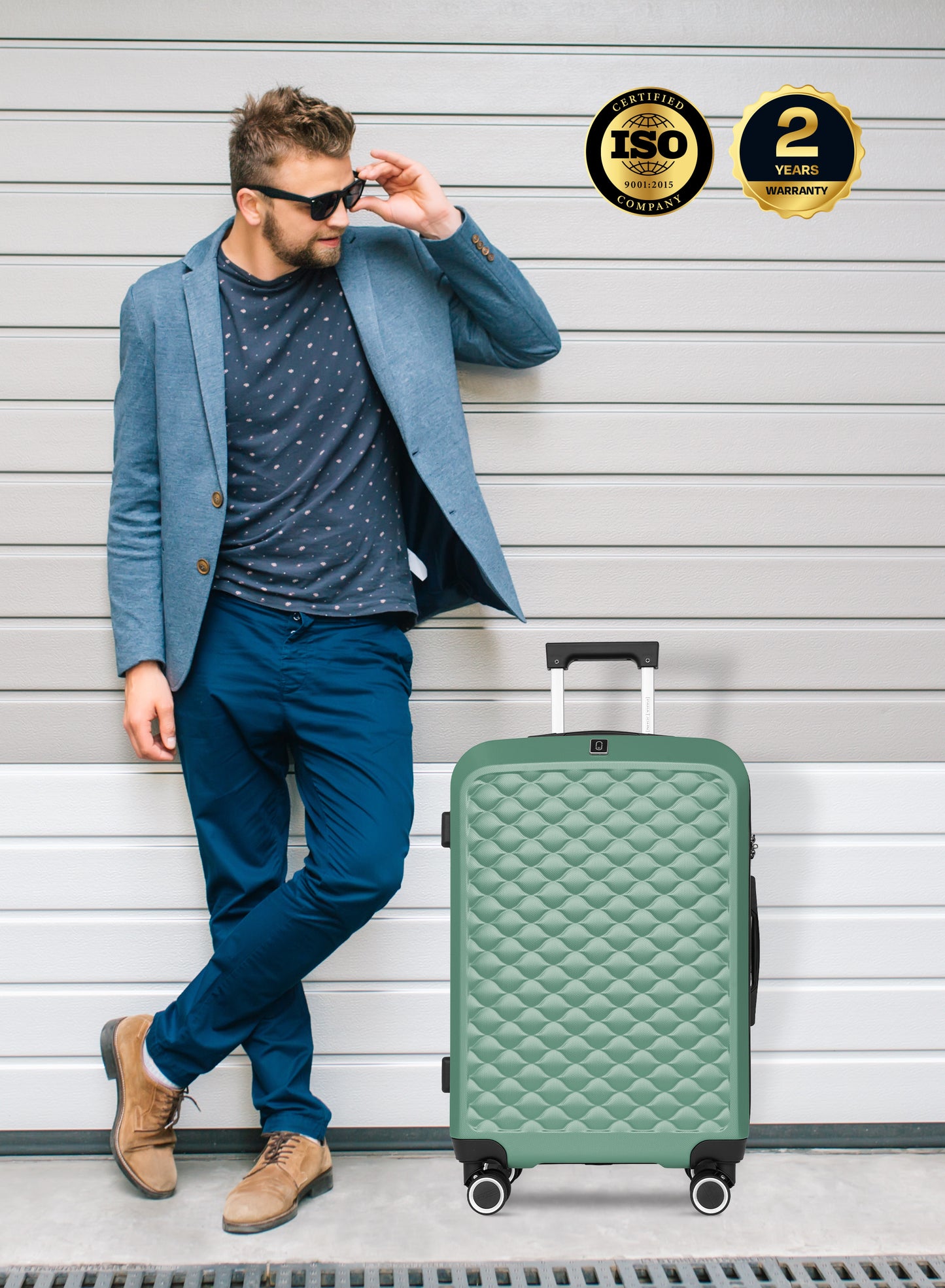 Para John Modline 3-Piece Luggage Set – 20"/24"/28" ABS Hard Shell Suitcases, 8-Wheel Double Spinner Travel Set
