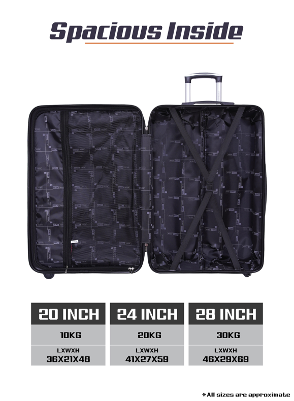 Gecko 3-Piece ABS Hardside Spinner Luggage Trolley Set