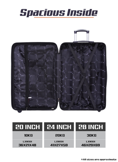 Para John ABS Rolling Trolley Luggage Black 24"