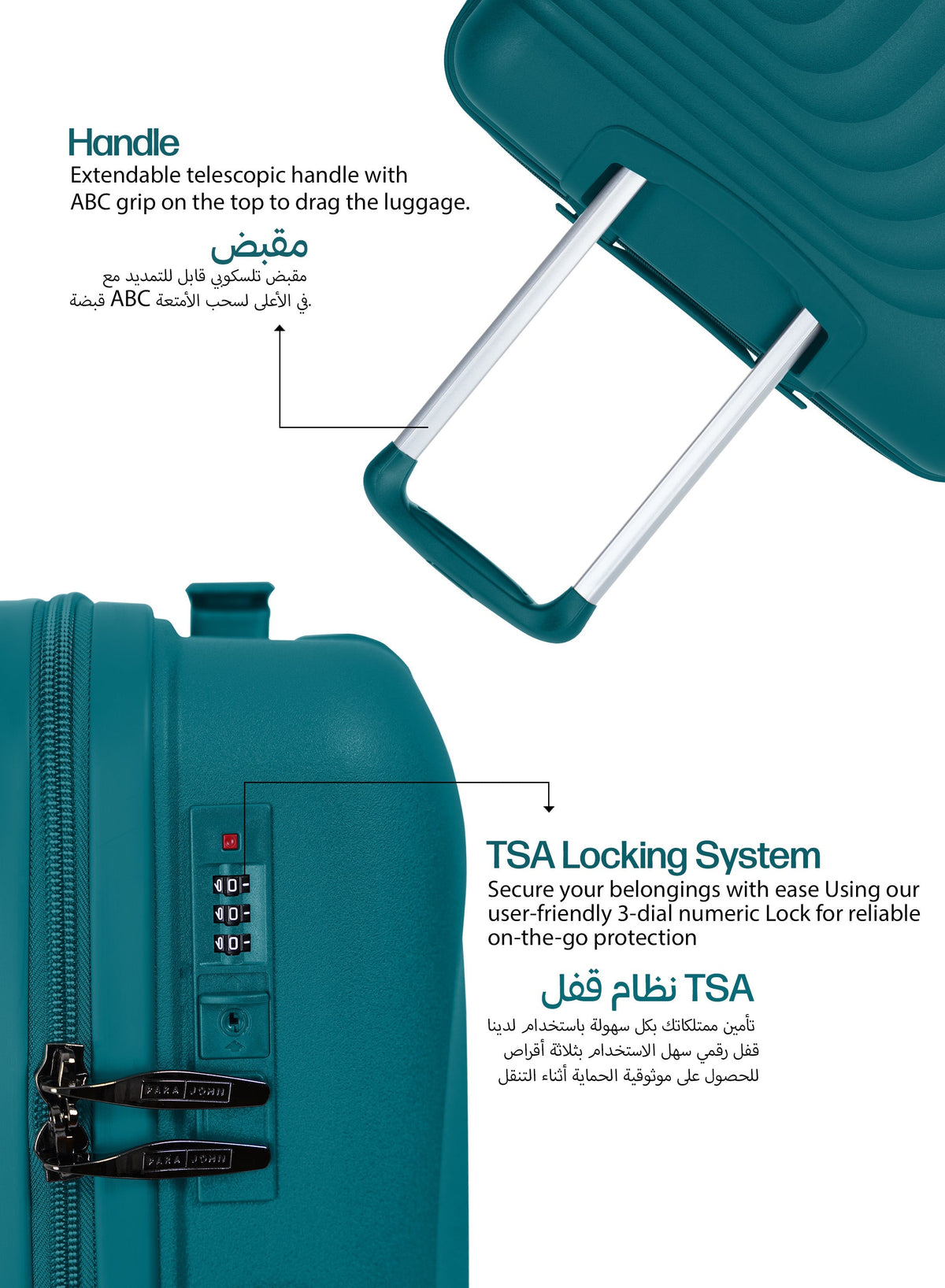 Parajohn Gravity 3-Piece Polypropylene Hardside Spinner Luggage Set with 360° Wheels, Lightweight Durable Travel Suitcases Small Medium Large Trolley  PARAJOHN UAE