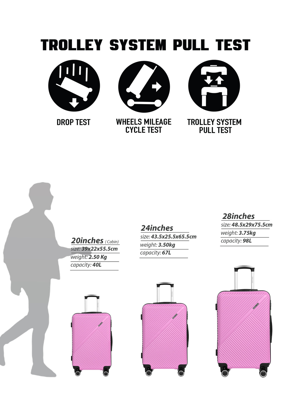 PARA JOHN VIZRO ABS LUGGAGE BAG, SET OF 3