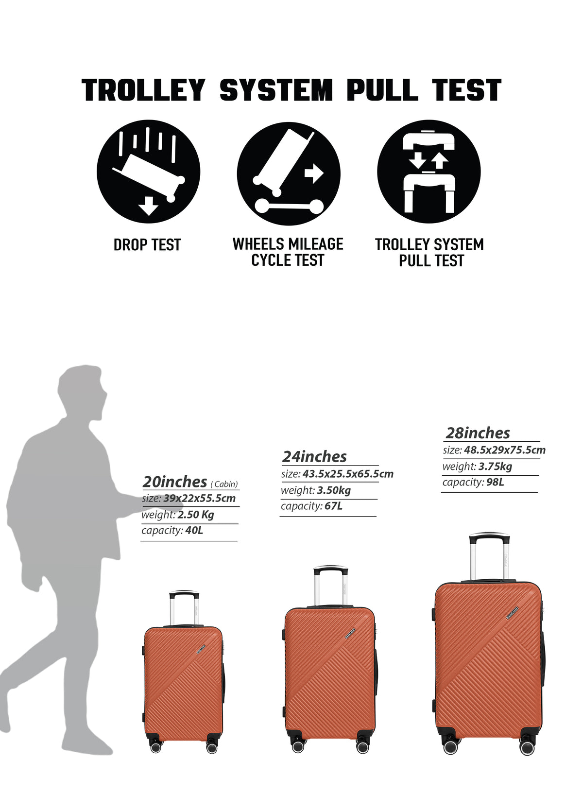 PARA JOHN VIZRO ABS LUGGAGE BAG, SET OF 3