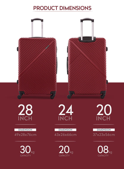 Parajohn Vizro Series 3 Piece Lightweight Luggage Set | Small 10KG, Medium 20KG & Large 30KG ABS 8 Wheels Luggage  PARAJOHN UAE