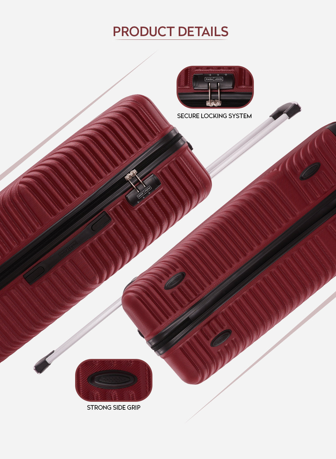 Parajohn Vizro Series 3 Piece Lightweight Luggage Set | Small 10KG, Medium 20KG & Large 30KG ABS 8 Wheels Luggage  PARAJOHN UAE