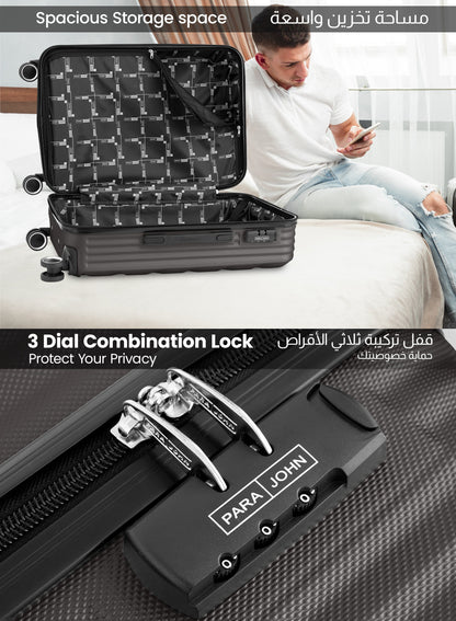 Parajohn Prisma Series 3 Piece Lightweight Luggage Set | Small 10KG, Medium 20KG & Large 30KG ABS 8 Wheels Luggage  PARAJOHN UAE