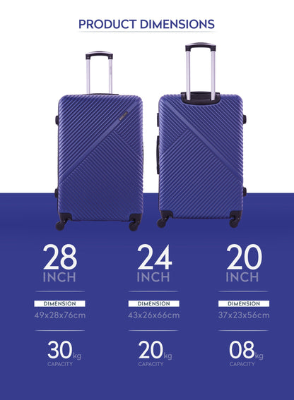 Parajohn Vizro Series 3 Piece Lightweight Luggage Set | Small 10KG, Medium 20KG & Large 30KG ABS 8 Wheels Luggage  PARAJOHN UAE