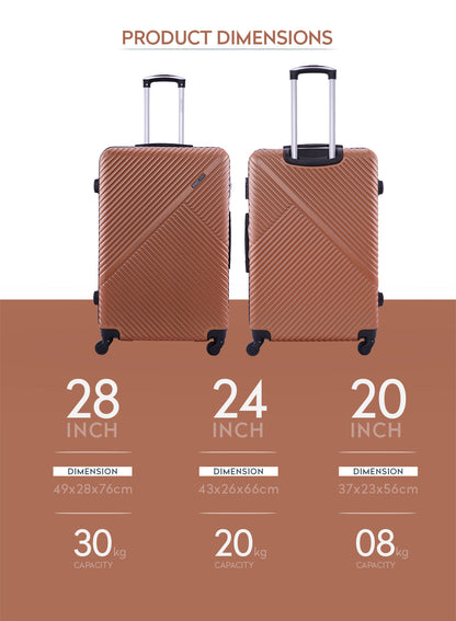 Parajohn Vizro Series 3 Piece Lightweight Luggage Set | Small 10KG, Medium 20KG & Large 30KG ABS 8 Wheels Luggage  PARAJOHN UAE