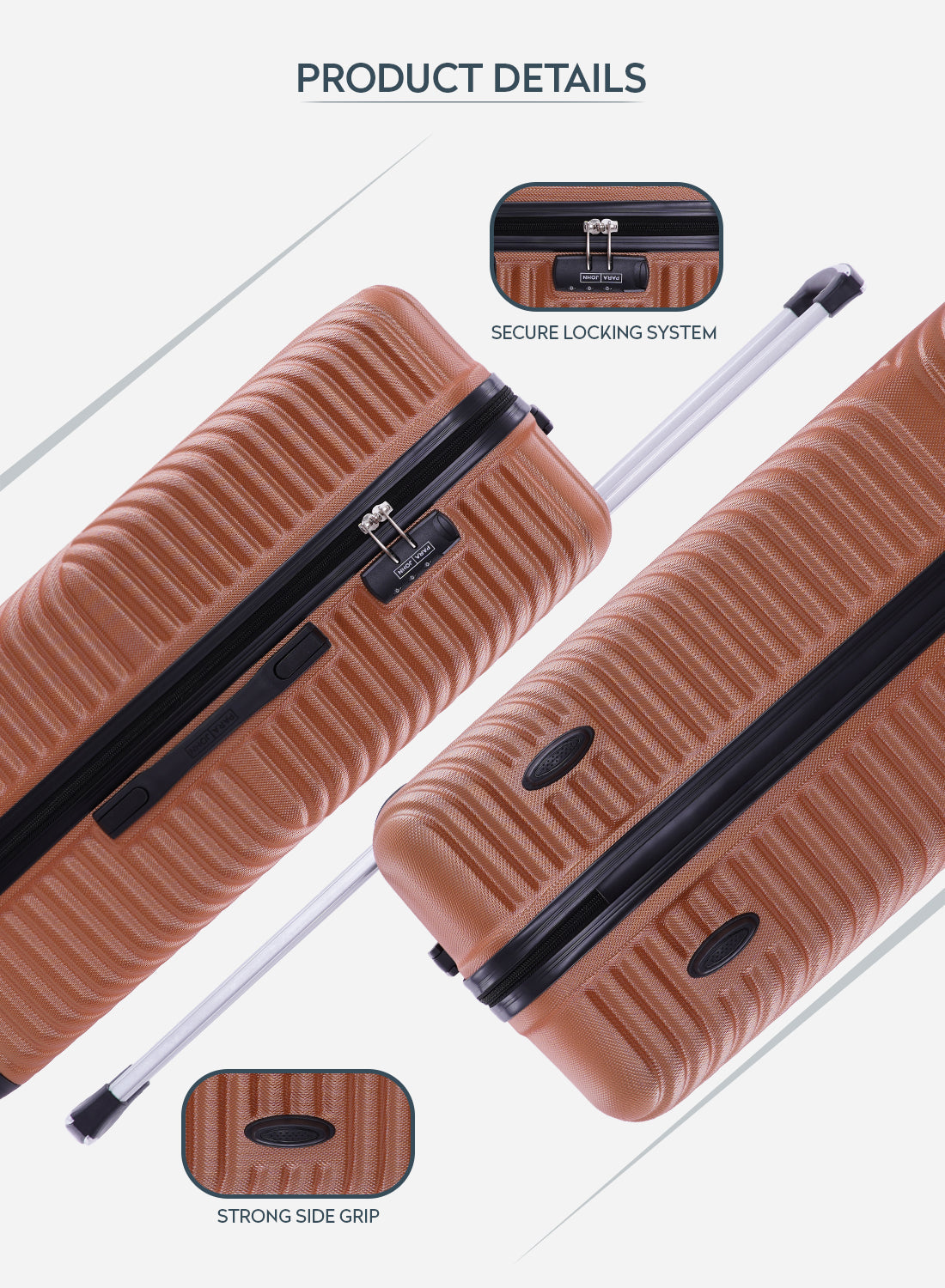 Parajohn Vizro Series 3 Piece Lightweight Luggage Set | Small 10KG, Medium 20KG & Large 30KG ABS 8 Wheels Luggage  PARAJOHN UAE