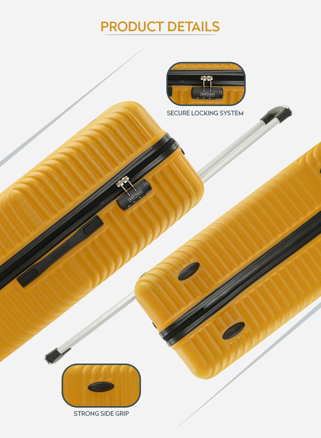 Parajohn Vizro Series 3 Piece Lightweight Luggage Set | Small 10KG, Medium 20KG & Large 30KG ABS 8 Wheels Luggage  PARAJOHN UAE
