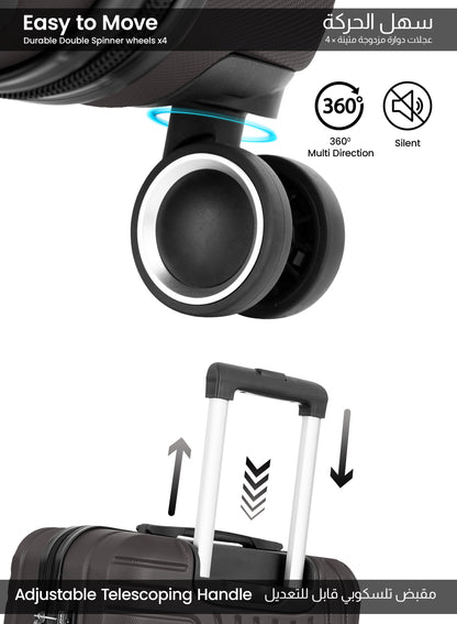 مجموعة عربة أمتعة ABS صلبة من 3 قطع بمقاس 20/24/28 بوصة