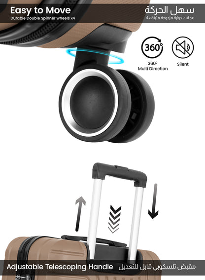 مجموعة عربة أمتعة ABS صلبة من 3 قطع بمقاس 20/24/28 بوصة