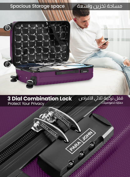 مجموعة عربة أمتعة ABS صلبة من 3 قطع بمقاس 20/24/28 بوصة