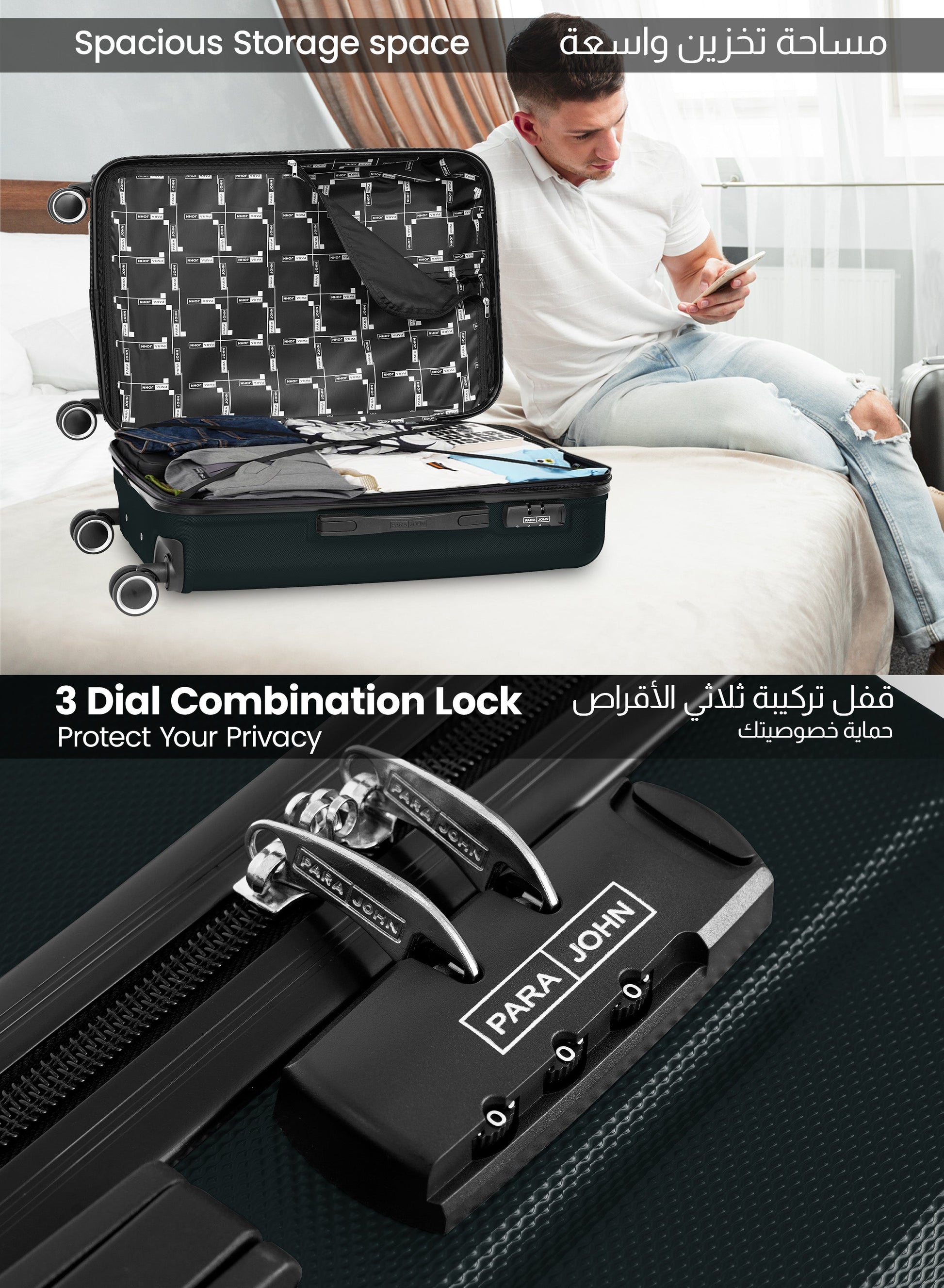 Parajohn Keno 3 Piece Lightweight ABS 20, 24 & 28 inches 8 Wheels Luggage Set  PARAJOHN UAE