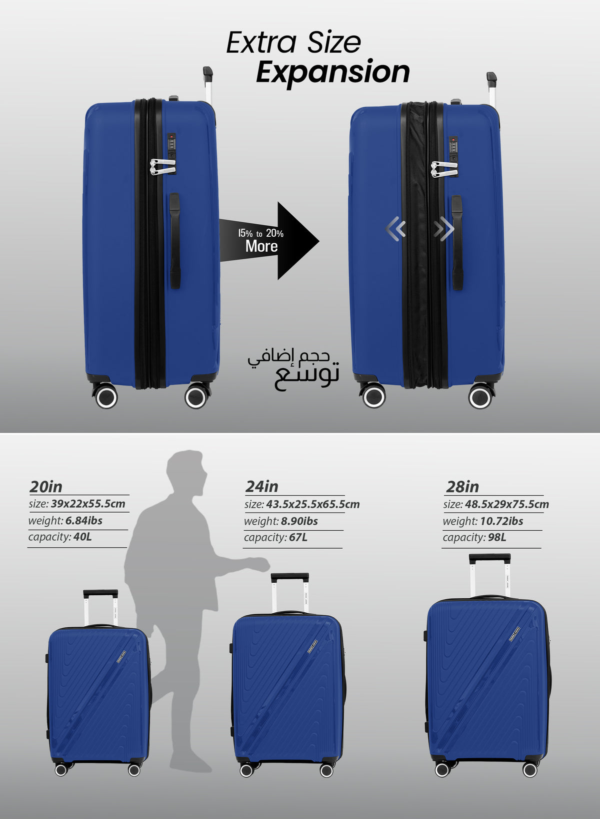 PARA JOHN WYNG SERIES 3-PIECE EXPANDABLE LUGGAGE SET