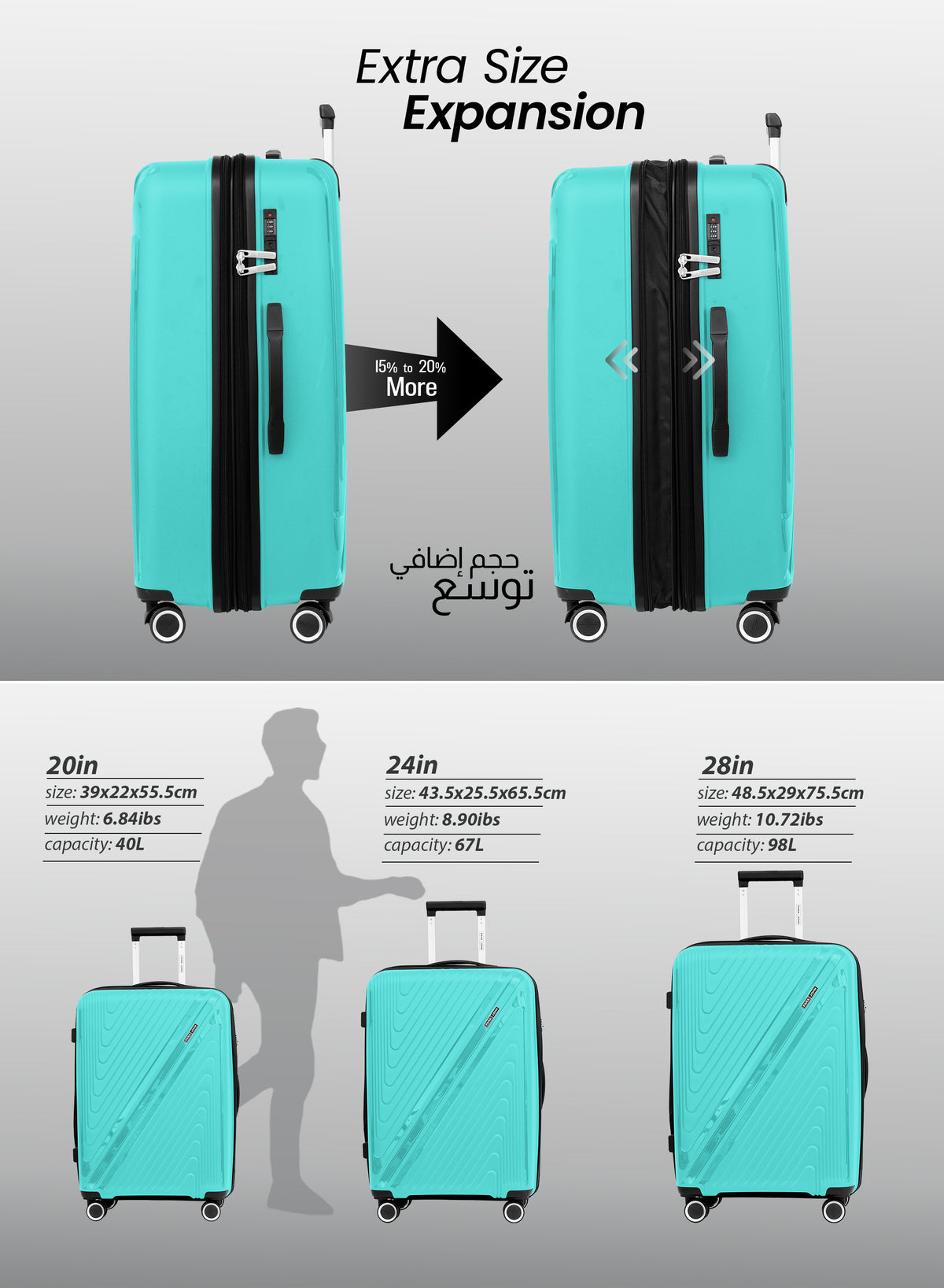 PARA JOHN WYNG SERIES 3-PIECE EXPANDABLE LUGGAGE SET
