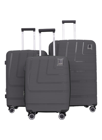 Parajohn Fortico Expandable 3-Piece Luggage Set, 20/24/28 Inch PP Hard Case Trolley Bags with 360° Spinner Wheels, Anti-Theft Zipper & Strong Telescopic Handle