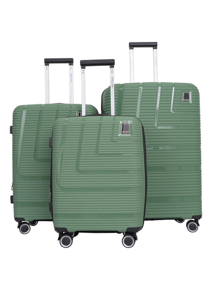 Parajohn Fortico Expandable 3-Piece Luggage Set, 20/24/28 Inch PP Hard Case Trolley Bags with 360° Spinner Wheels, Anti-Theft Zipper & Strong Telescopic Handle