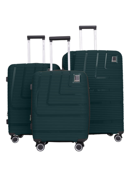 Parajohn Fortico Expandable 3-Piece Luggage Set, 20/24/28 Inch PP Hard Case Trolley Bags with 360° Spinner Wheels, Anti-Theft Zipper & Strong Telescopic Handle