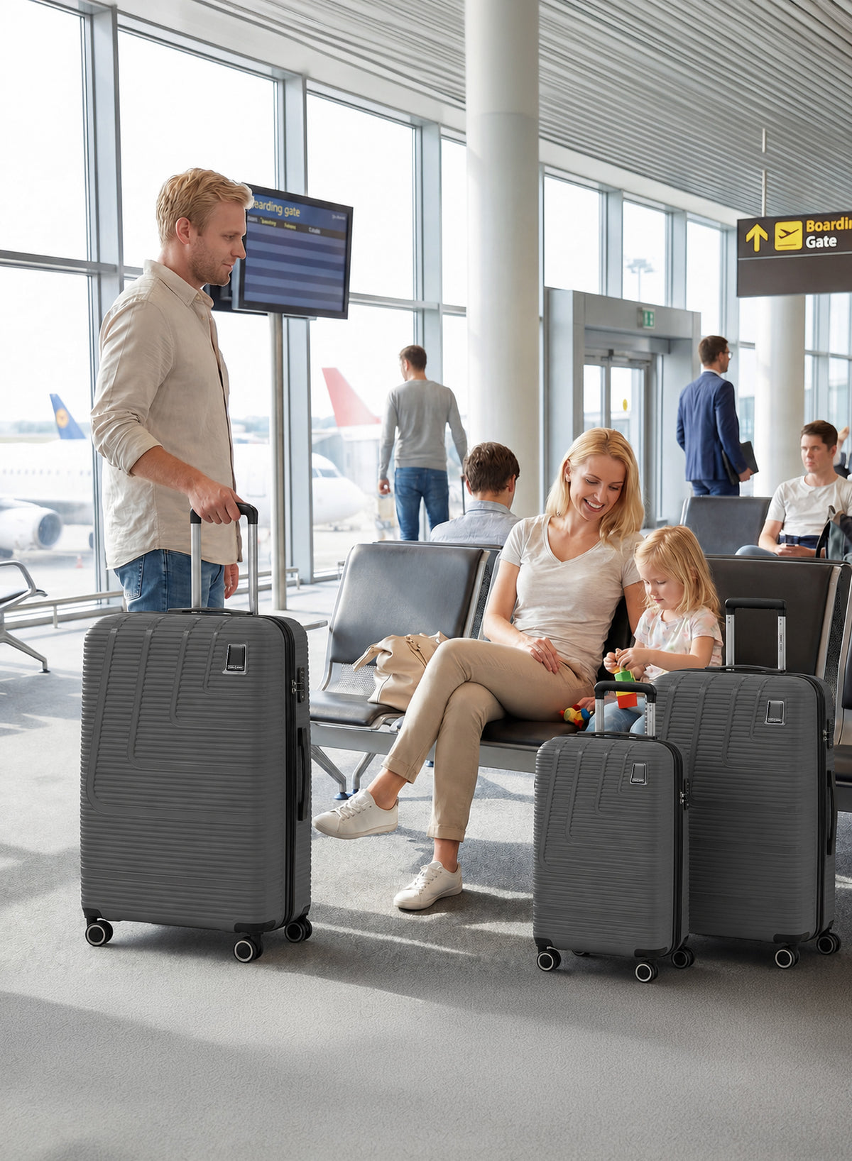 Parajohn Fortico Expandable 3-Piece Luggage Set, 20/24/28 Inch PP Hard Case Trolley Bags with 360° Spinner Wheels, Anti-Theft Zipper & Strong Telescopic Handle
