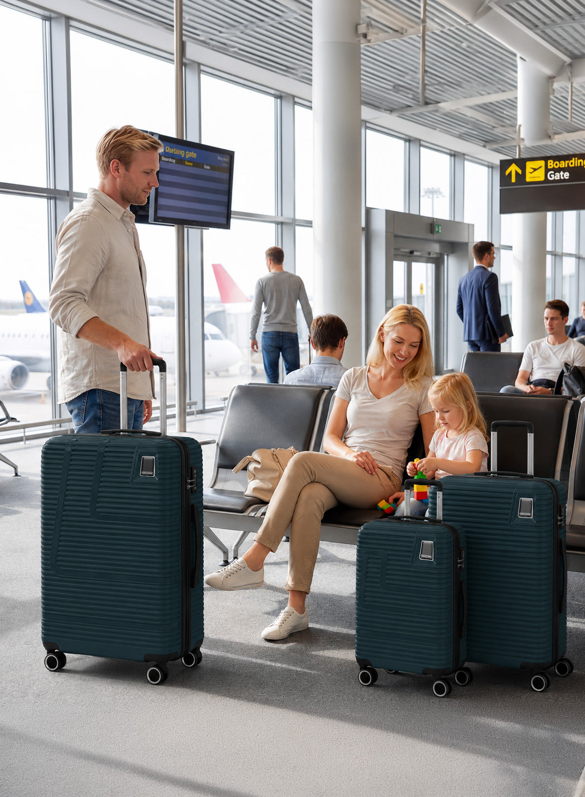 Parajohn Fortico Expandable 3-Piece Luggage Set, 20/24/28 Inch PP Hard Case Trolley Bags with 360° Spinner Wheels, Anti-Theft Zipper & Strong Telescopic Handle