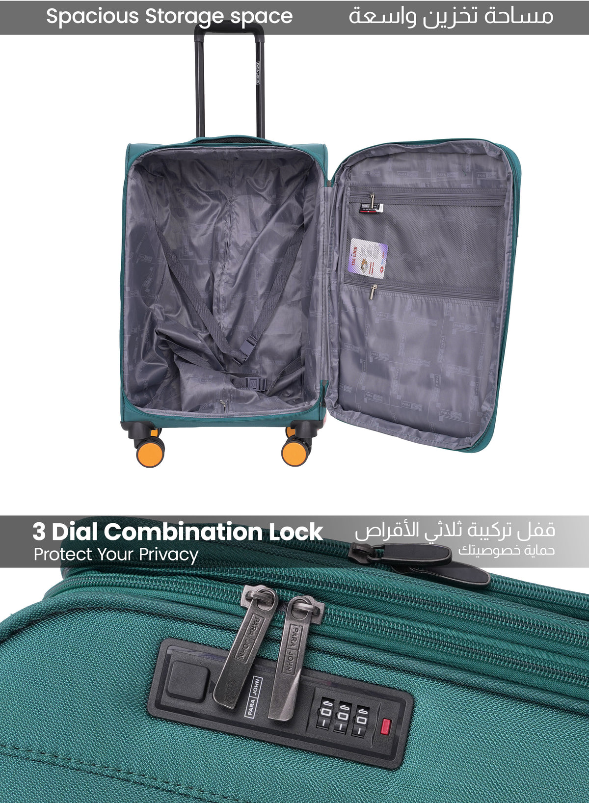 PARAJOHN DUBAIRO 3 Piece Expandable Softside Luggage Set,20/24/28 Inch Nylon Suitcases with 8 Spinner Wheels